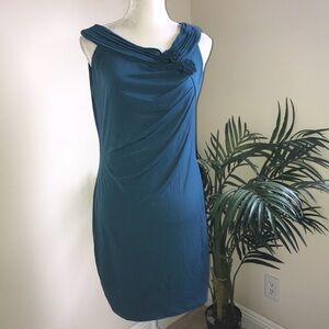 2/$20 En Focus Sleeveless Stretch Dress 10 Teal Blue